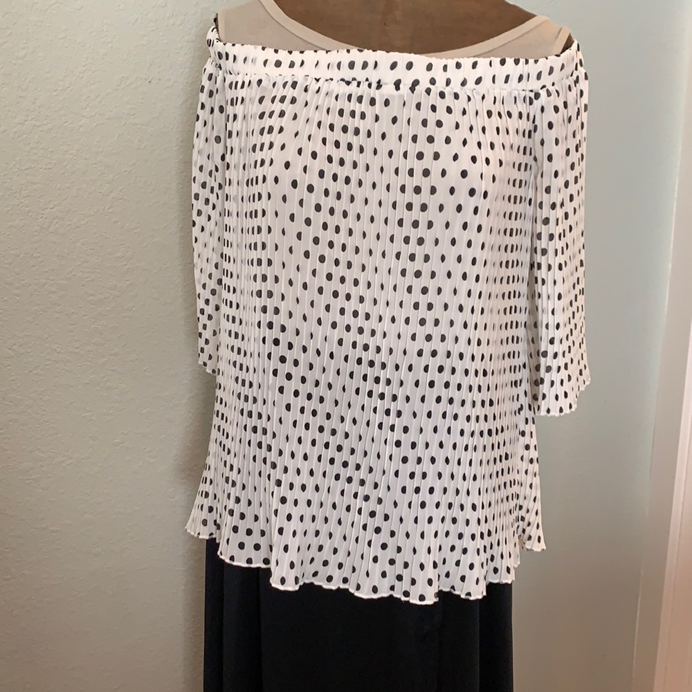 Beautiful Pleated Polka Dot Off-Shoulder Blouse